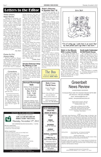 November 8 - Greenbelt News Review