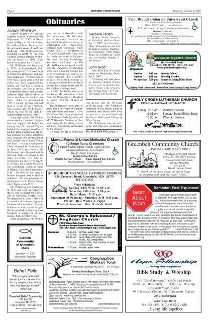 October 4 - Greenbelt News Review