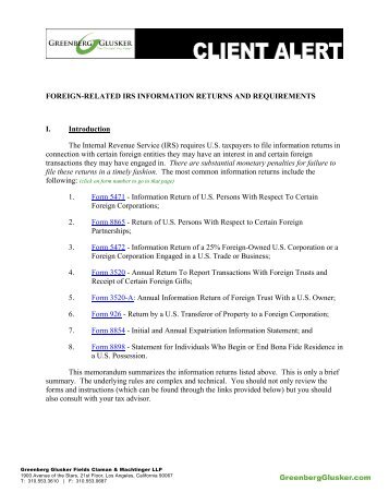 foreign-related irs information returns and requirements i