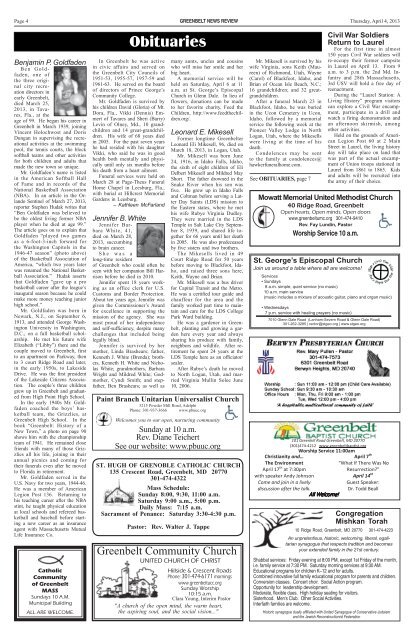 April 4 - Greenbelt News Review