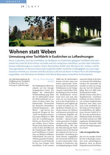 Wohnen statt Weben Umnutzung einer tuchfabrik in ... - Bauverlag