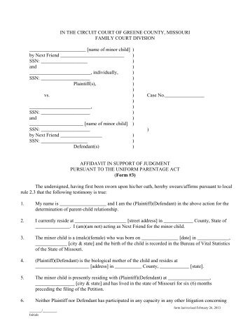 Family Court Affidavit Form #3 - Greene County, Missouri