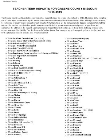 Student List of Greene County Schools 1910-1913 by District