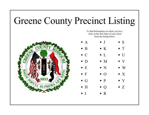 Greene County Precinct Listing - Greene County, Missouri