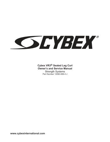 Cybex 12060 VR3 Seated Leg Curl Owner Manual - GymStore.com