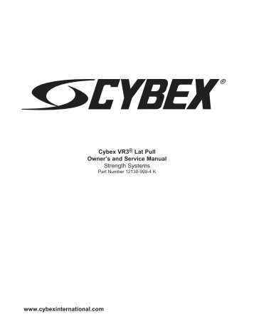 Cybex 12130 VR3 Lat Pull Owner Manual - GymStore.com