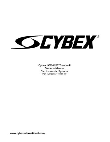 Cybex LCX-425T Treadmill Owner's Manual ... - GymStore.com