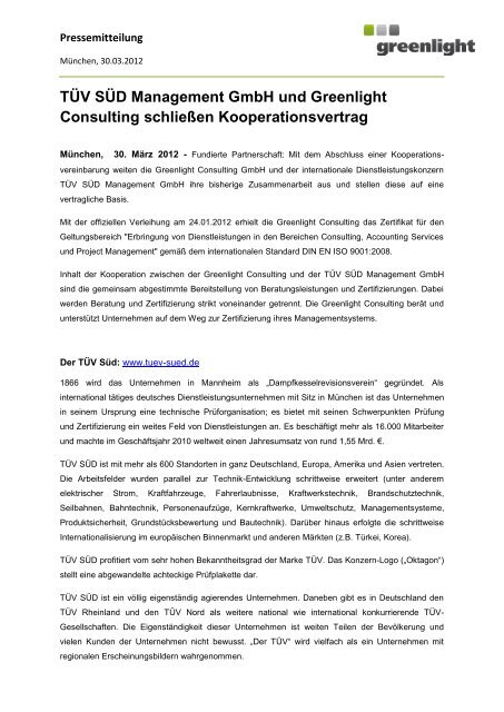 Pressemitteilung - Greenlight Consulting