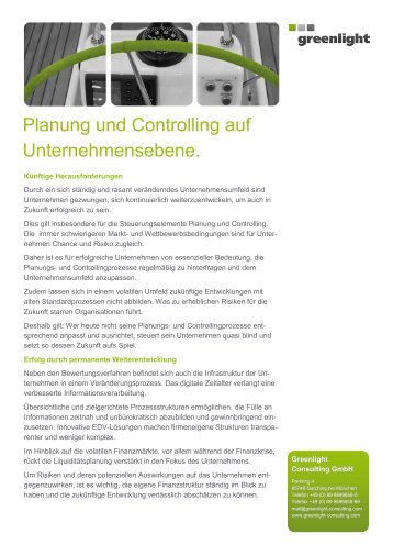 Planung und Controlling auf Unternehmensebene. - Greenlight ...