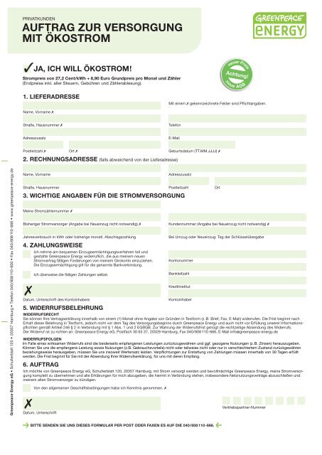 Auftrag Zur Versorgung Mit Okostrom Greenpeace Energy Eg Auftrag Zur Versorgung Mit Okostrom Greenpeace Energy Eg
