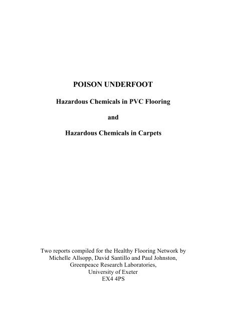 POISON UNDERFOOT Hazardous Chemicals in PVC Flooring and ...