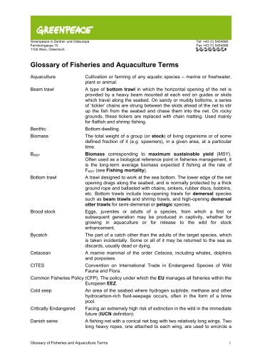 Glossary of Fisheries and Aquaculture Terms