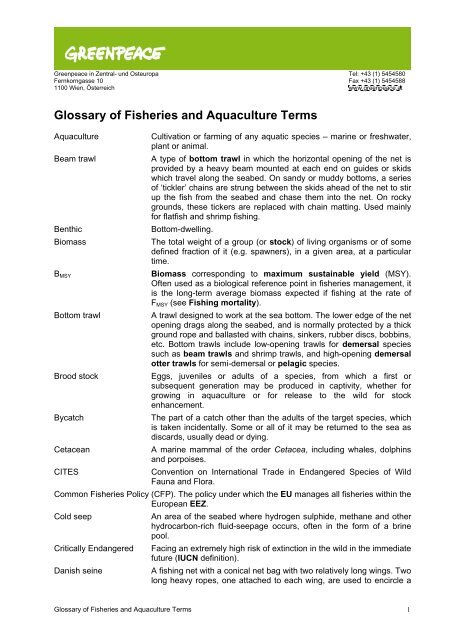 Glossary of Fisheries and Aquaculture Terms