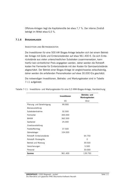 2000 Megawatt – sauber! Die Studie - Greenpeace