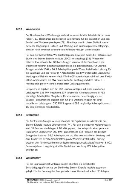 2000 Megawatt – sauber! Die Studie - Greenpeace