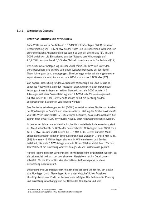 2000 Megawatt – sauber! Die Studie - Greenpeace