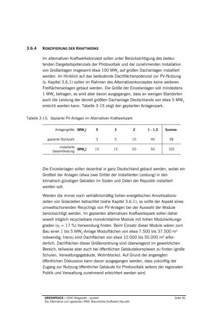 2000 Megawatt – sauber! Die Studie - Greenpeace