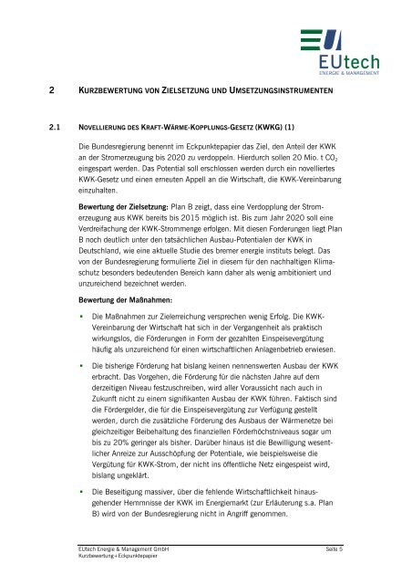 EUtech-Studie zum Klimaschutzprogramm der ... - Greenpeace