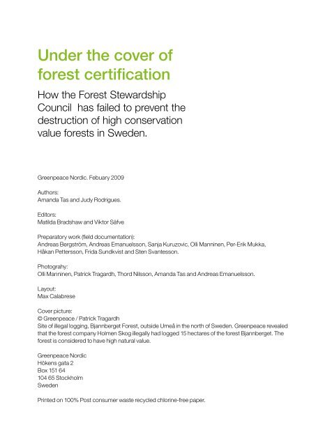 Under the Cover of Forest Certification - Greenpeace