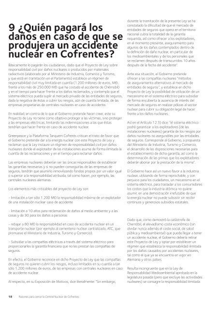 Razones para cerrar la Central Nuclear de Cofrentes - Greenpeace