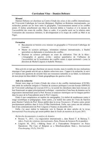 Curriculum Vitae – Damien Deltenre