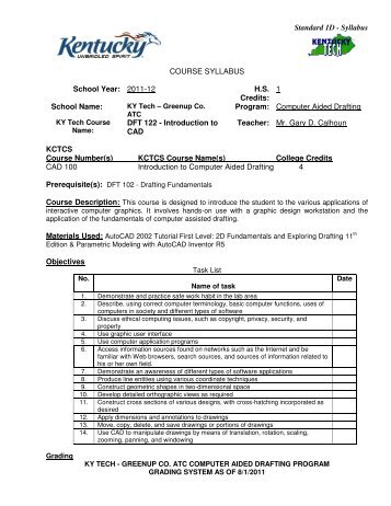 Program: Computer Aided Drafting DFT 12 - Greenup County ...