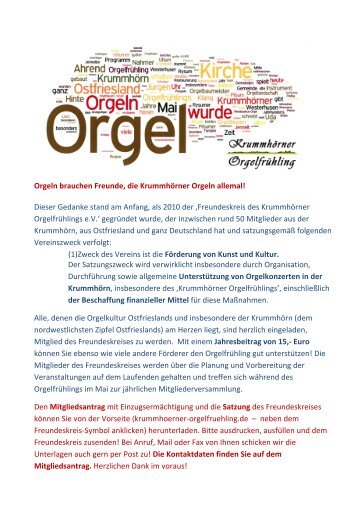 Orgeln brauchen Freunde, die Krummhörner Orgeln allemal! Dieser ...