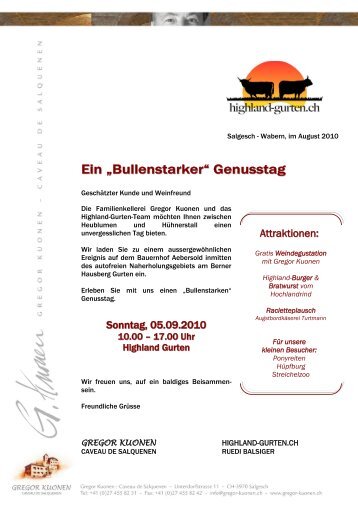 Ein „Bullenstarker“ Genusstag - Gregor Kuonen - Caveau de ...