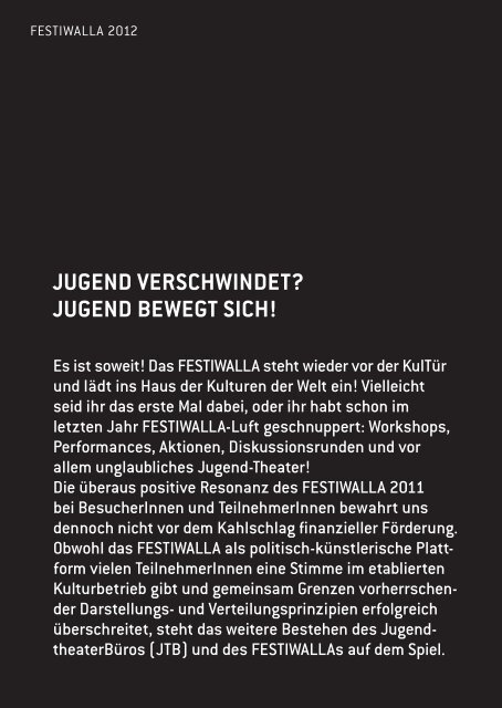 Programm des FESTIWALLA 2012 zum Download - Grenzen-Los!