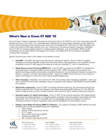 What's New in Envox CT ADE 10 - BRESSNER Technology Gmbh