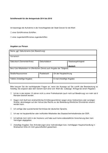 Schöffenwahl für die Amtsperiode 2014 bis 2018 Ich ... - Stadt Greven