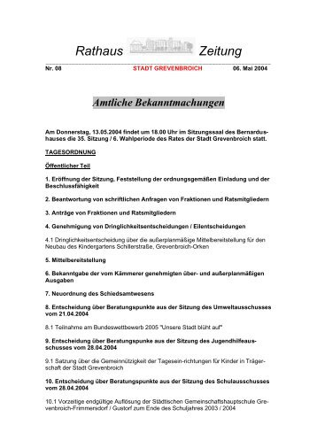 Rathaus Zeitung - Stadt Grevenbroich
