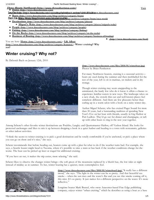 Pacific Northwest Boating News Winter cruising Why ... - Grey Goose