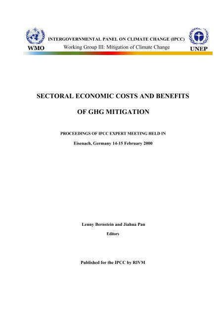 sectoral economic costs and benefits of ghg mitigation - IPCC