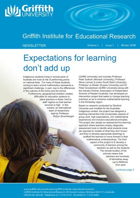 Expectations for learning don't add up - Griffith University