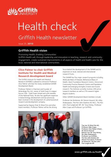 Health Check Issue 25 2010 (PDF 438k) - Griffith University