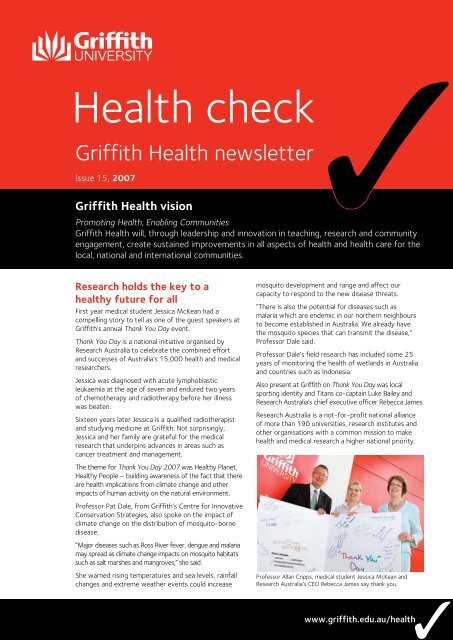 Health Check Issue 15 2007 ( PDF 439k) - Griffith University