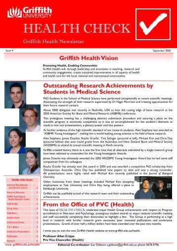 Health Check Issue 4 2005 ( PDF 255k) - Griffith University