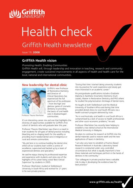 Health Check Issue 19 2008 (PDF 283k) - Griffith University