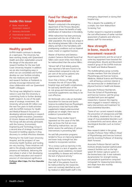 Health Check Issue 19 2008 (PDF 283k) - Griffith University