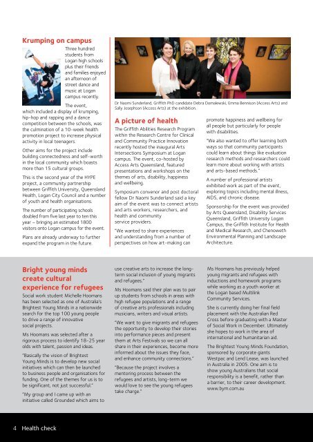 Health Check Issue 19 2008 (PDF 283k) - Griffith University