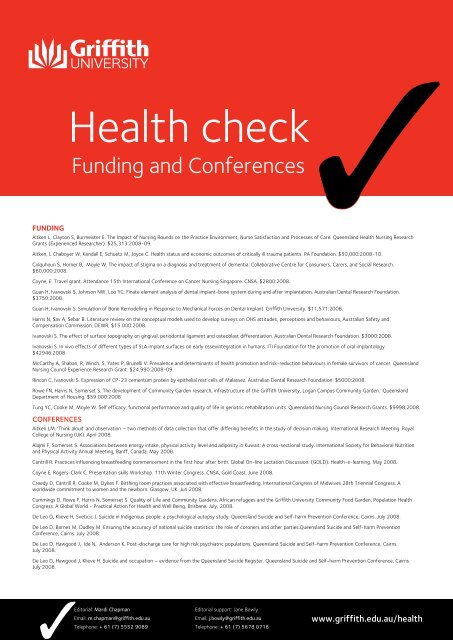 Health Check Issue 19 2008 (PDF 283k) - Griffith University