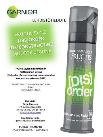 FRUCTIS STYLE DIS]ORDER CONSTRUCTING PASTE - Cision
