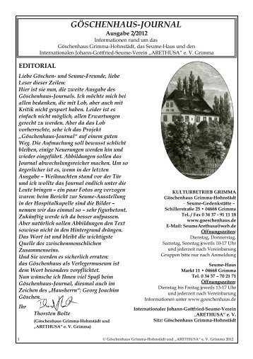 Göschenhaus-Journal 2/2012 - Stadt Grimma