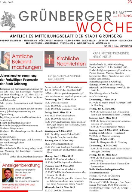 Grünberger Woche vom 07. März 2013