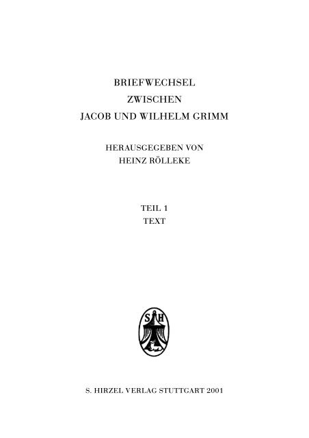 briefwechsel zwischen jacob und wilhelm grimm - Grimmnetz.de