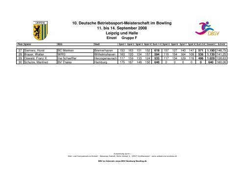 Einzel - Deutscher Betriebssportverband