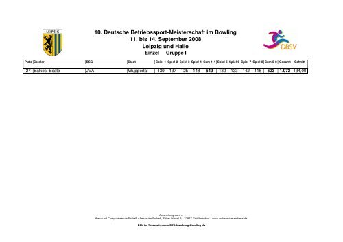 Einzel - Deutscher Betriebssportverband