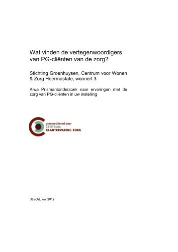 Cliëntwaarderingsonderzoek Heerma State woonerf 3 - Stichting ...