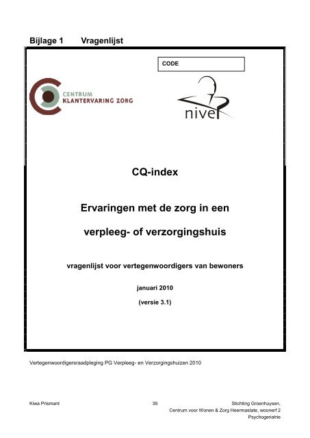 Cliëntwaarderingsonderzoek Heerma State woonerf 2 - Stichting ...